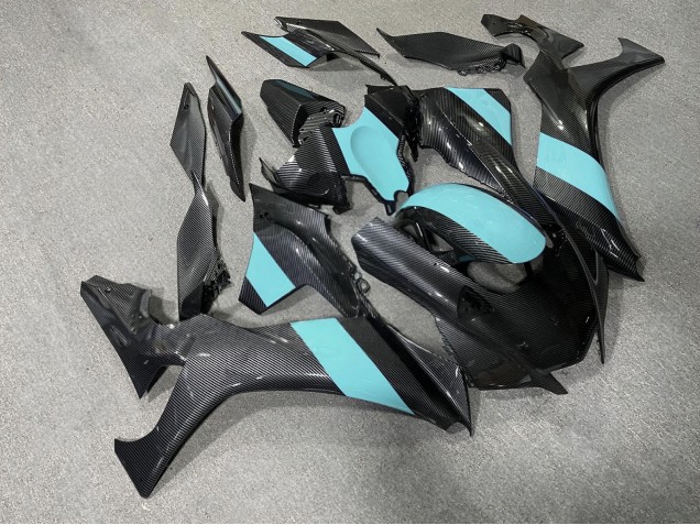 Purchase 2020-2025 Carbon Fiber Style Mint Blue Yamaha R1 Motorcycle Fairings UK