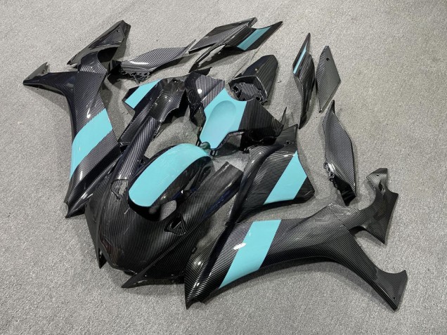 Purchase 2020-2025 Carbon Fiber Style Mint Blue Yamaha R1 Motorcycle Fairings UK