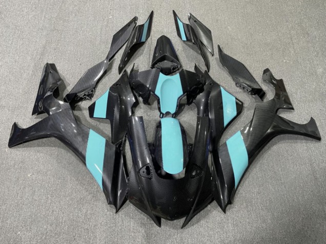 Purchase 2020-2025 Carbon Fiber Style Mint Blue Yamaha R1 Motorcycle Fairings UK