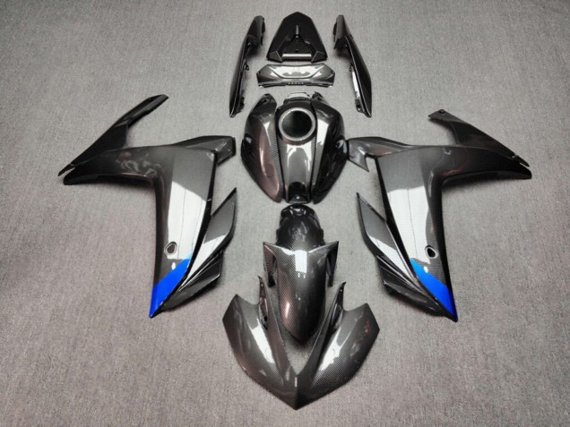 Purchase 2015-2018 Glossy Carbon Fiber Style Blue Yamaha R3/R25 Motorcycle Fairings UK