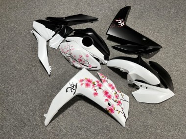 Purchase 2015-2018 Matte Black White with Cherry Blossom Split Yamaha R3/R25 Motorcycle Fairings UK