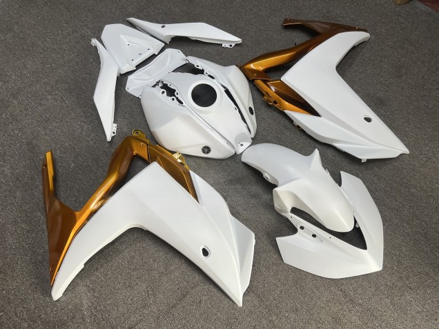 Purchase 2015-2018 Glossy White Gold Yamaha R3/R25 Motorcycle Fairings UK