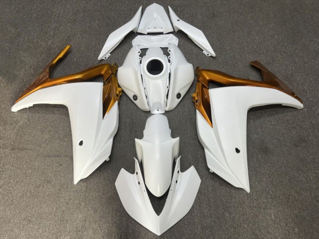 Purchase 2015-2018 Glossy White Gold Yamaha R3/R25 Motorcycle Fairings UK
