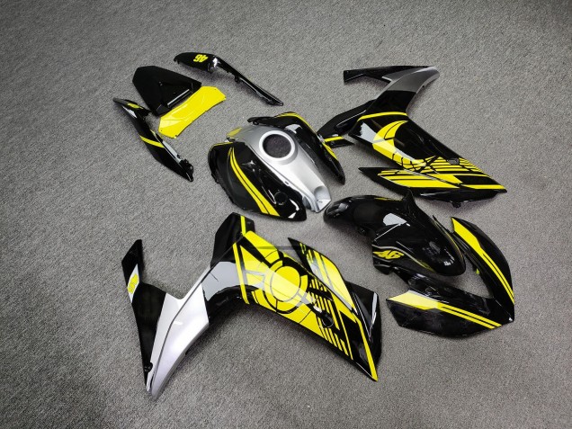 Purchase 2015-2018 Glossy Black Yellow Moon Yamaha R3/R25 Motorcycle Fairings UK