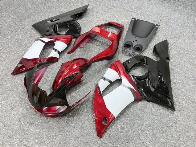 Purchase 1998-2002 Glossy Black Metallic Red Yamaha R6 Motorcycle Fairings UK