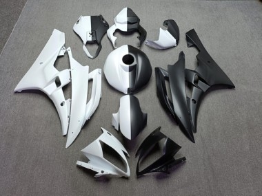Purchase 2006-2007 Matte Black & White Split Yamaha R6 Motorcycle Fairings UK