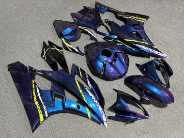 Purchase 2006-2007 Glossy Chameleon Blue with White & Yellow Lines Yamaha R6 Motorcycle Fairings UK