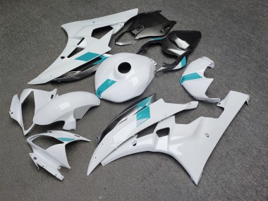 Purchase 2006-2007 Glossy White Turquoise Grey Yamaha R6 Motorcycle Fairings UK