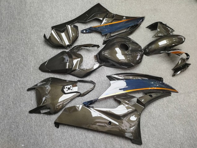 Purchase 2006-2007 Glossy Carbon Fiber Style Midnight Blue Orange Yamaha R6 Motorcycle Fairings UK