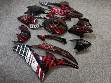 Purchase 2006-2007 Glossy Black Red White Honeycomb Pattern Yamaha R6 Motorcycle Fairings UK