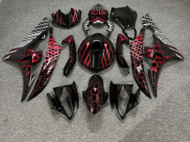 Purchase 2006-2007 Glossy Black Red White Honeycomb Pattern Yamaha R6 Motorcycle Fairings UK
