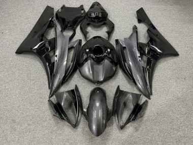 Purchase 2006-2007 Glossy Black with Carbon Fiber Style Yamaha R6 Motorcycle Fairings UK