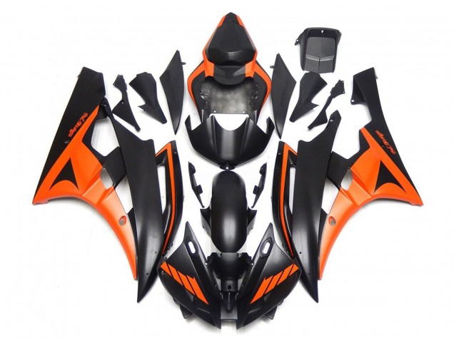 Purchase 2006-2007 Custom Matte Black Orange Yamaha R6 Motorcycle Fairings UK