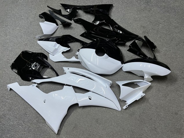 Purchase 2008-2016 Glossy Black & White Split Yamaha R6 Motorcycle Fairings UK
