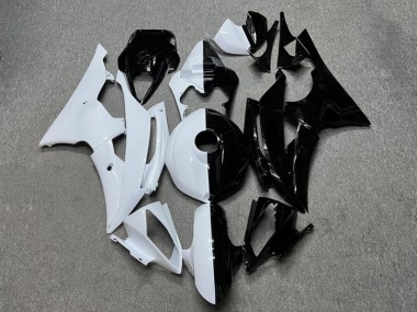 Purchase 2008-2016 Glossy Black & White Split Yamaha R6 Motorcycle Fairings UK