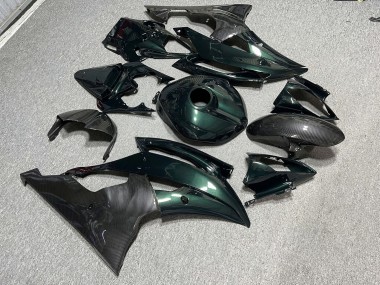 Purchase 2008-2016 Glossy Dark Metallic Green with Carbon Fiber Style Yamaha R6 Motorcycle Fairings UK