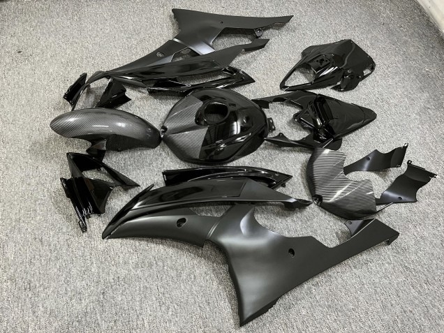 Purchase 2008-2016 Glossy Black & Carbon Fiber Style with Matte Grey Yamaha R6 Motorcycle Fairings UK