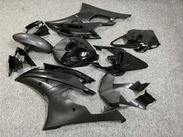 Purchase 2008-2016 Glossy Black & Carbon Fiber Style with Matte Grey Yamaha R6 Motorcycle Fairings UK