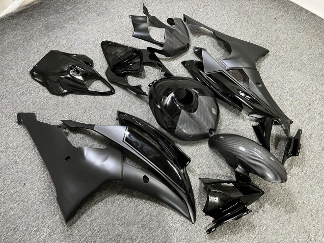 Purchase 2008-2016 Glossy Black & Carbon Fiber Style with Matte Grey Yamaha R6 Motorcycle Fairings UK