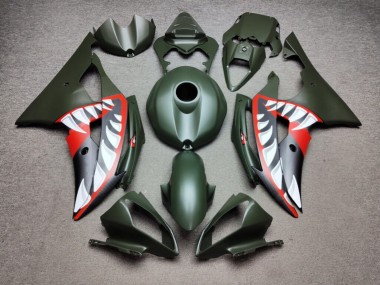 Purchase 2008-2016 Matte Green Carbon Fiber Style Shark Yamaha R6 Motorcycle Fairings UK