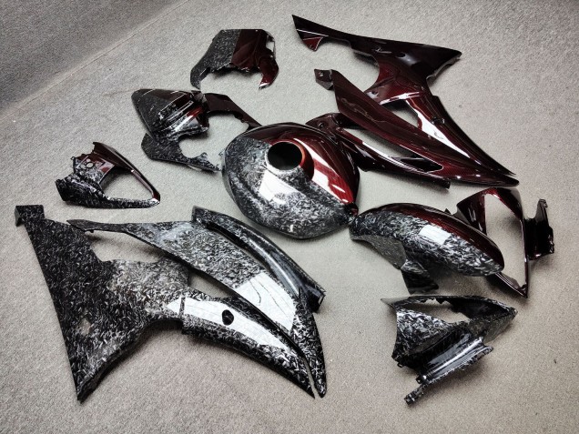 Purchase 2008-2016 Glossy Forged Red Carbon Fiber Style Split Yamaha R6 Motorcycle Fairings UK