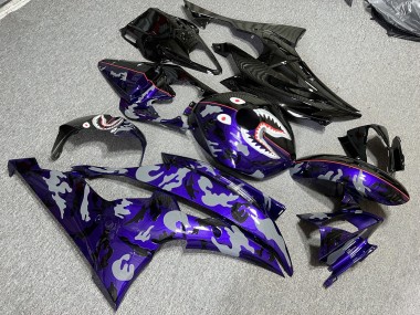 Purchase 2008-2016 Glossy Black & Purple with Grey Camo Monster Yamaha R6 Motorcycle Fairings UK