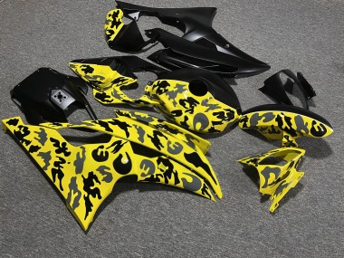 Purchase 2008-2016 Matte Black Glossy Yellow Camo Monster Yamaha R6 Motorcycle Fairings UK