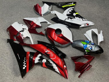 Purchase 2008-2016 Glossy White Candy Red Shark Split Yamaha R6 Motorcycle Fairings UK