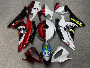Purchase 2008-2016 Glossy White Candy Red Shark Split Yamaha R6 Motorcycle Fairings UK