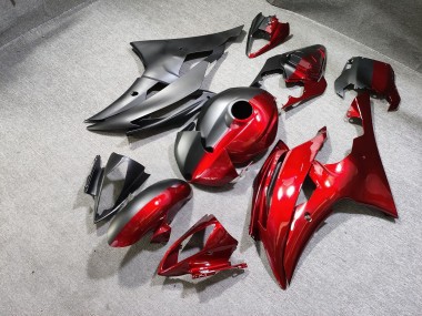 Purchase 2008-2016 Matte Black Glossy Candy Red Split Yamaha R6 Motorcycle Fairings UK