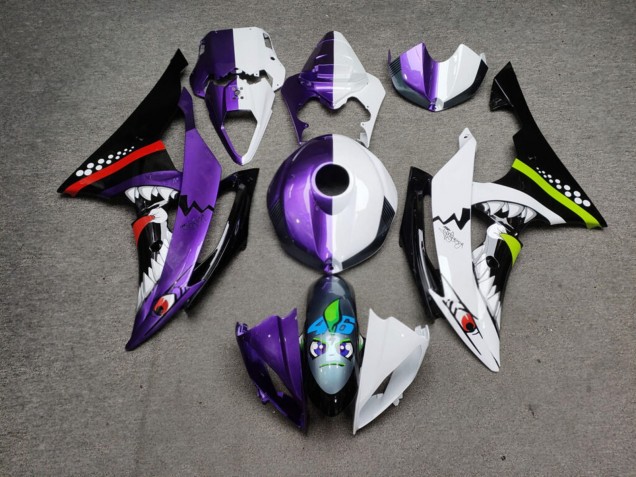 Purchase 2008-2016 Glossy White Purple Shark Split Yamaha R6 Motorcycle Fairings UK