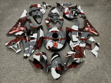 Purchase 2008-2016 Glossy Nardo Grey White Red Camo Anime Yamaha R6 Motorcycle Fairings UK
