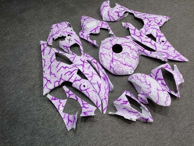 Purchase 2008-2016 Glossy White Purple Lightning Yamaha R6 Motorcycle Fairings UK