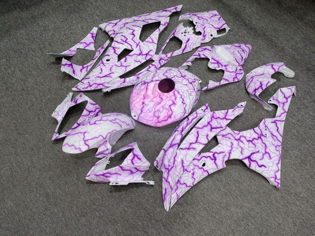 Purchase 2008-2016 Glossy White Purple Lightning Yamaha R6 Motorcycle Fairings UK