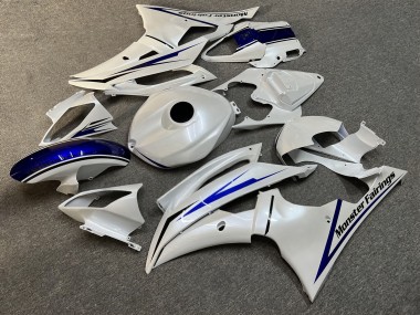 Purchase 2008-2016 Glossy Pearl White Blue Yamaha R6 Motorcycle Fairings UK