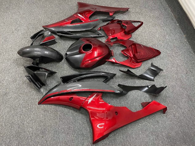 Purchase 2008-2016 Glossy Red Carbon Fiber Style Yamaha R6 Motorcycle Fairings UK