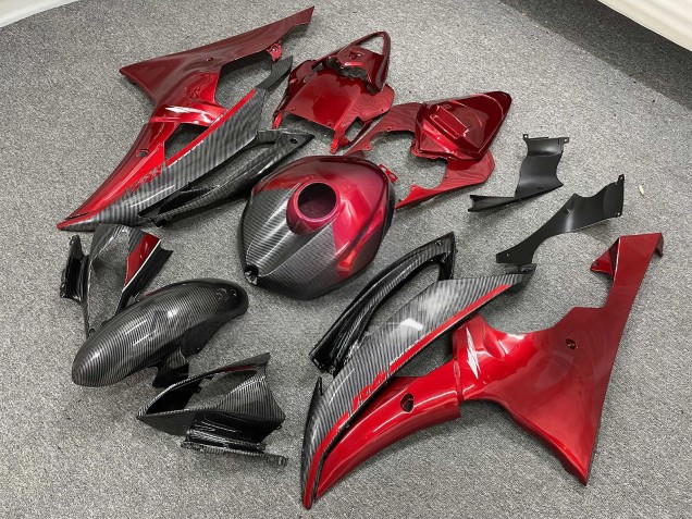 Purchase 2008-2016 Glossy Red Carbon Fiber Style Yamaha R6 Motorcycle Fairings UK