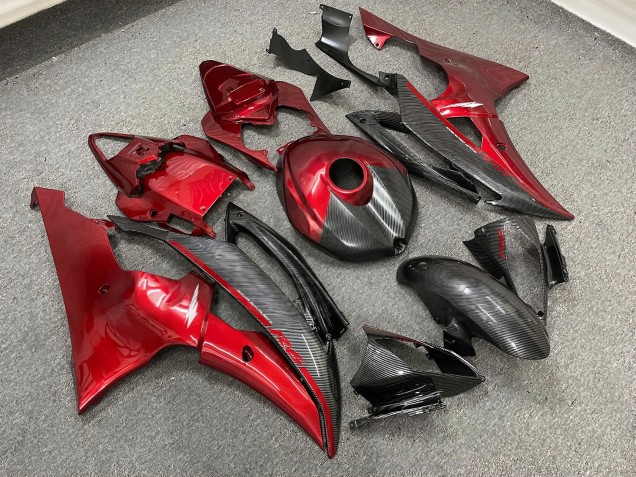 Purchase 2008-2016 Glossy Red Carbon Fiber Style Yamaha R6 Motorcycle Fairings UK