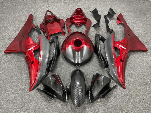 Purchase 2008-2016 Glossy Red Carbon Fiber Style Yamaha R6 Motorcycle Fairings UK