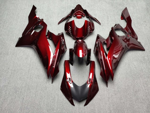 Purchase 2017-2025 Glossy Maroon Red with Carbon Fiber Style Yamaha R6 Motorcycle Fairings UK