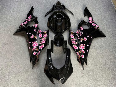 Purchase 2017-2025 Glossy Black with Pink Cherry Blossom Yamaha R6 Motorcycle Fairings UK