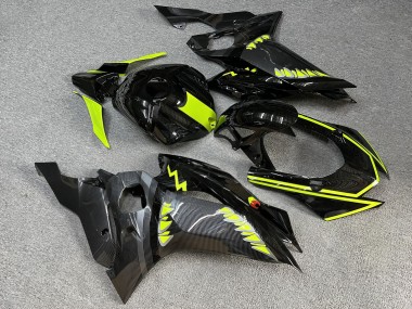Purchase 2017-2025 Glossy Carbon Fiber Style with Black & High Vis Yellow Shark Yamaha R6 Motorcycle Fairings UK