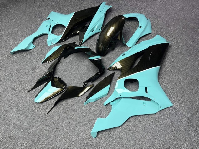 Purchase 2017-2025 Glossy Turquoise with Gold Carbon Fiber Style Yamaha R6 Motorcycle Fairings UK