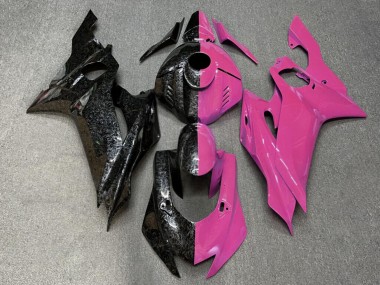 Purchase 2017-2025 Glossy Forged Carbon Fiber Style & Pink Split Yamaha R6 Motorcycle Fairings UK