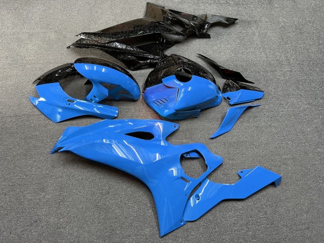 Purchase 2017-2025 Glossy Forged Carbon Fiber Style & Blue Split Yamaha R6 Motorcycle Fairings UK