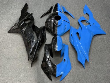Purchase 2017-2025 Glossy Forged Carbon Fiber Style & Blue Split Yamaha R6 Motorcycle Fairings UK