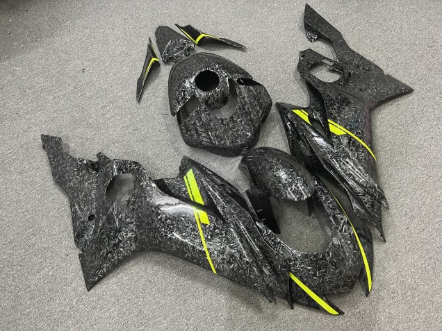 Purchase 2017-2025 Forged Carbon Fiber Style Yellow Trim Yamaha R6 Motorcycle Fairings UK