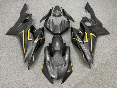 Purchase 2017-2025 Carbon Fiber Style Gold Trim Yamaha R6 Motorcycle Fairings UK