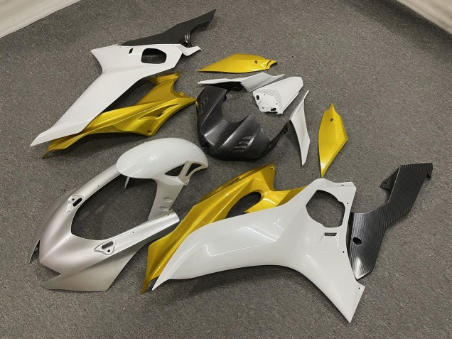 Purchase 2017-2025 Glossy Silver White & Gold Yamaha R6 Motorcycle Fairings UK