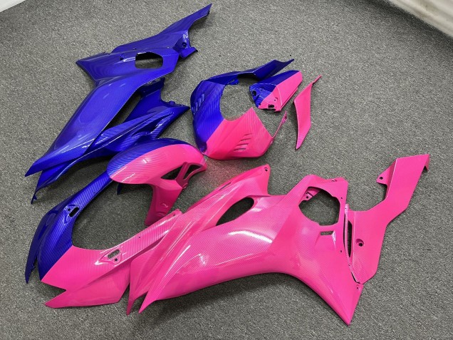 Purchase 2017-2025 Blue Pink Carbon Fiber Style Split Yamaha R6 Motorcycle Fairings UK